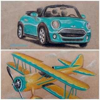 Lápiz de color, Autos y aviones, 4 Sesiones, incluye materiales